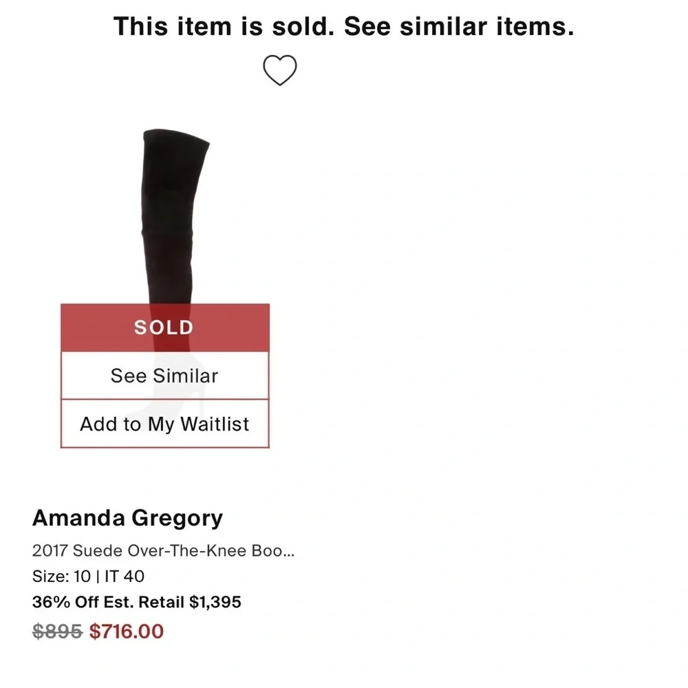 AMANDA GREGORY Lamb Leather Black Over-the-Knee Stiletto Boots Sz 38